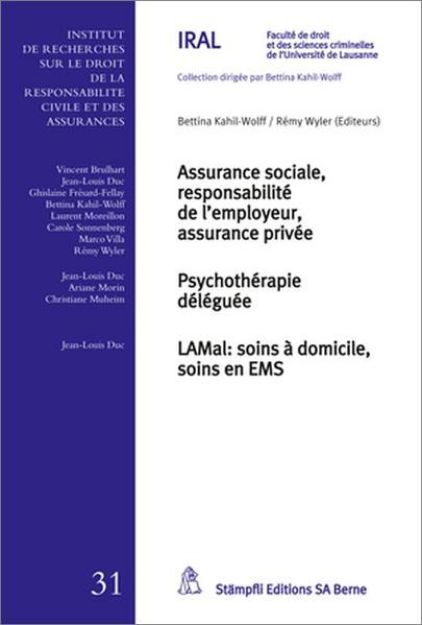 Bild zu Assurance sociale, responsabilité de l'employeur, assurance privée - Psychothérapie déléguée - LAMal: soins à domicile, soins en EMS von Bettina (Hrsg.) Kahil-Wolff