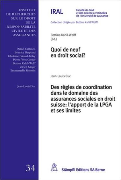 Bild zu Quoi de neuf en droit social? - Des règles de coordination dans le domaine des assurances sociales en droit suisse von Bettina Kahil-Wolff