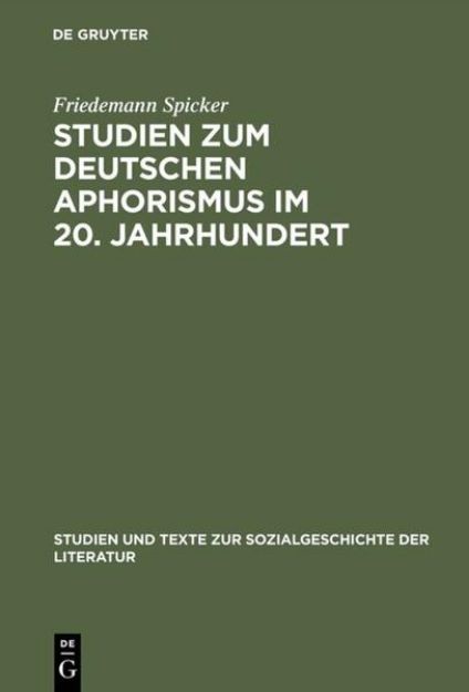 Bild von Studien zum deutschen Aphorismus im 20. Jahrhundert (eBook)